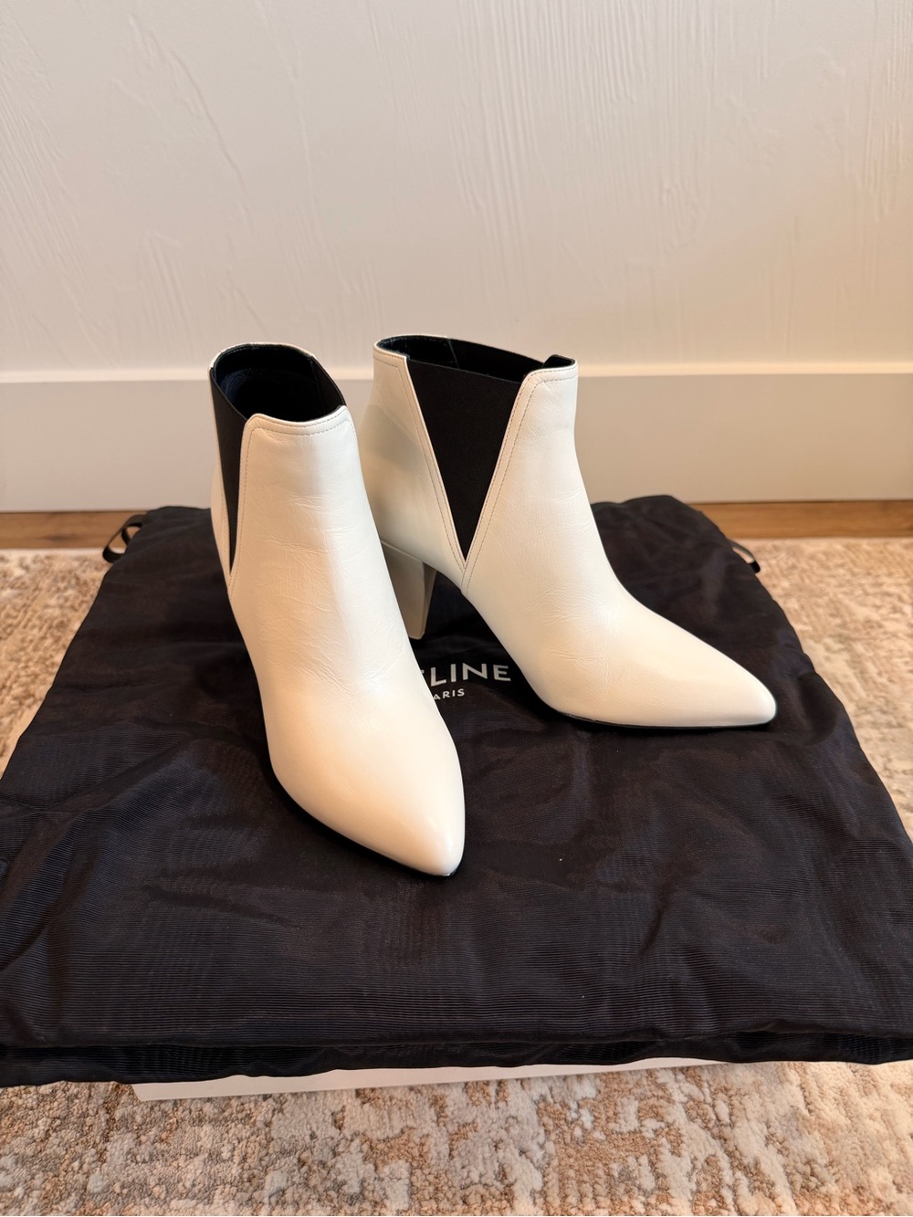 NEW Celine Ladies Leather Ankle Boots - White Size 7